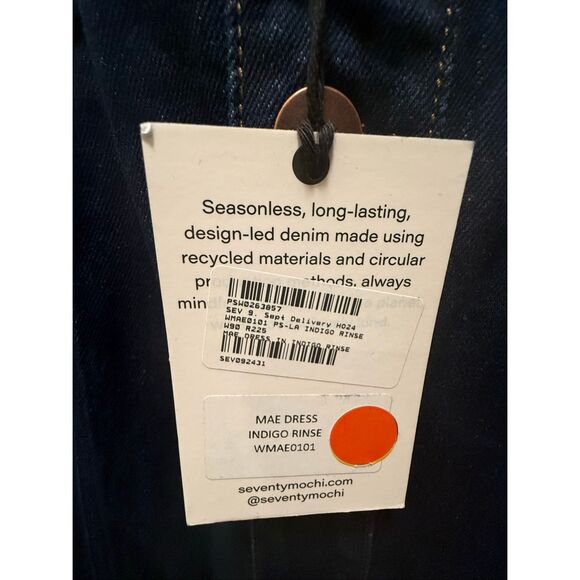 Seventy+ Mochi Mae in Indigo Rinse Vintage Midi Dress in Blue Demin size S NWT - Picture 6 of 6
